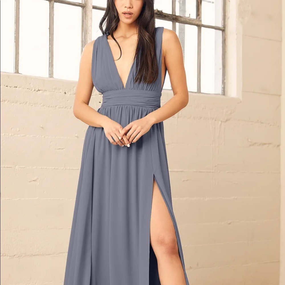 Lulu’s Heavenly Hues Denim Blue Maxi Dress - M